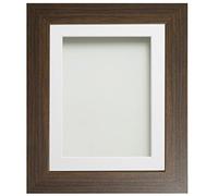 Frame Company Watson Brown Picture Photo Frame fitted with Perspex, 16x12 inch with White Mount for image size 14x10 inch