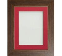 Frame Company Watson Brown Picture Photo Frame fitted with Perspex, 36x24 inch with Red Mount for image size 30x20 inch