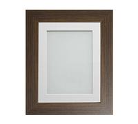 Frame Company Watson Brown Picture Photo Frame fitted with Perspex, 7x5 inch with Off-White Mount for image size 5x3 inch