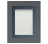 Frame Company Watson Grey Picture Photo Frame fitted with Perspex, 36x24 inch with Blue Mount for image size 30x20 inch