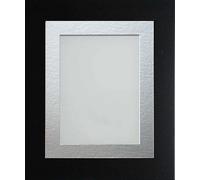 Frame Company Watson Matte Black Picture Photo Frame fitted with Perspex, 14x11 inch with Silver Mount for image size 12x8 inch