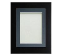 Frame Company Watson Matte Black Picture Photo Frame fitted with Perspex, 24x18 inch with Blue Mount for image size 18x12 inch