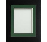 Frame Company Watson Matte Black Picture Photo Frame fitted with Perspex, 24x18 inch with Bottle Green Mount for image size 18x12 inch