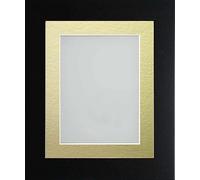 Frame Company Watson Matte Black Picture Photo Frame fitted with Perspex, 24x18 inch with Gold Mount for image size 18x12 inch