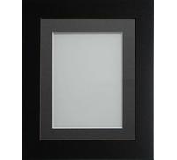 Frame Company Watson Matte Black Picture Photo Frame fitted with Perspex, 24x18 inch with Grey Mount for image size 18x12 inch