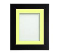 Frame Company Watson Matte Black Picture Photo Frame fitted with Perspex, 9x7 inch with Lemon Bon Bon Mount for image size 7x5 inch