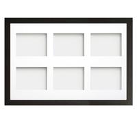 Frame Company Watson Multi Aperture Range Black Photo Picture Frame, 30x20 for 8x6 (x6) *Choice of Sizes* Fitted with Perspex