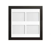 Frame Company Watson Multi Aperture Range Black Photo Picture Frame, 40x40cm for 7x5 inch (x4 Landscape) *Choice of Sizes* Fitted with Real Glass