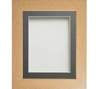 Frame Company Watson Range Beech 60x50cm Picture Photo Frame with Grey Mount for Image 50x40cm *Choice of Sizes* Fitted with Perspex