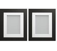 Frame Company Watson Range Black 16x12 inch Picture Photo Frame with White Mount for Image 14x10 inch *Choice of Sizes* Fitted with Real Glass (Pack of 2)