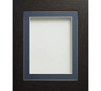 Frame Company Watson Range Black 24x18 inch Picture Photo Frame with Blue Mount for Image 18x12 inch *Choice of Sizes* Fitted with Perspex