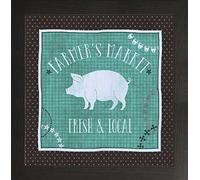 Frame Company Watson Range Little Red Farm II with by Veronique Charron Teal, Frame - 10 x 10 Inches, Black