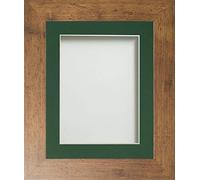 Frame Company Watson Range Rustic 12x10 inch Picture Photo Frame with Bottle Green Mount for Image 9x7 inch *Choice of Sizes* Fitted with Real Glass