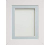 Frame Company Watson Range White 12x10 inch Picture Photo Frame with Light Blue Mount for Image 10x8 inch *Choice of Sizes* Fitted with Real Glass