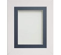 Frame Company Watson Range White 60x50cm Picture Photo Frame with Blue Mount for Image 50x40cm *Choice of Sizes* Fitted with Perspex