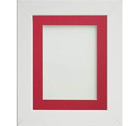 Frame Company Watson Range White 60x50cm Picture Photo Frame with Red Mount for Image 50x40cm *Choice of Sizes* Fitted with Perspex