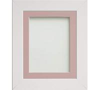 Frame Company Watson Range White 8x8 inch Picture Photo Frame with Pink Mount for Image 5x5 inch *Choice of Sizes* Fitted with Real Glass