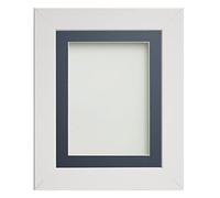 Frame Company Watson White Picture Photo Frame fitted with Perspex, 24x18 inch with Blue Mount for image size 18x12 inch