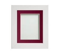 Frame Company Watson White Picture Photo Frame fitted with Perspex, 24x18 inch with Plum Mount for image size 18x12 inch