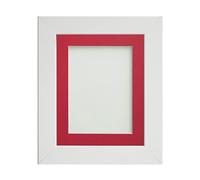 Frame Company Watson White Picture Photo Frame fitted with Perspex, 24x18 inch with Red Mount for image size 18x12 inch