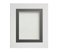 Frame Company Watson White Picture Photo Frame fitted with Perspex, 30x20 inch with Grey Mount for image size A2