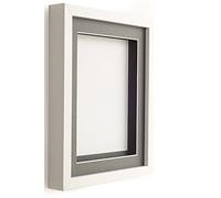 Frame Company White 20x16 inch Box Frame With Grey Mount for Image 16x12 inch *Choice of Size and Mount Colour* Fitted with Real Glass