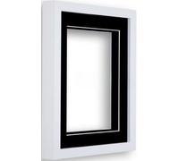 Frame Company White 7x5 inch Box Frame With Black Mount for Image 4x3 inch *Choice of Size and Mount Colour* Fitted with Real Glass