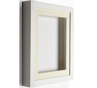 Frame Company White 9x7 inch Box Frame With Ivory Mount for Image 7x5 inch *Choice of Size and Mount Colour* Fitted with Real Glass