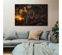 Frame-Dramatic Leopard Portrait with Orange Highlig Wall Art for Home Decor | above a sofa, canvas wall art updates the room without using floor space for year-round display