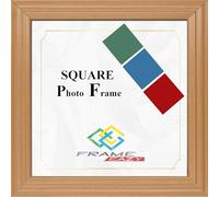 FRAME EAZY 10"x10" Square Photo Frame Beech - Antique Style Square Picture Poster Frames With Safe Perspex Front & Wall Mounting Hooks - Square Frame Beech, 10x10 Inch (25.4 x 25.4cm)