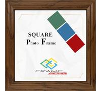 FRAME EAZY 10"x10" Square Photo Frame Walnut - Antique Style Square Picture Poster Frames With Safe Perspex Front & Wall Mounting Hooks - Square Frame Walnut, 10x10 Inch (25.4 x 25.4cm)