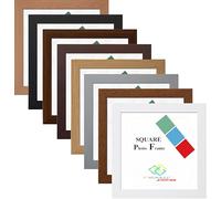 FRAME EAZY 12"x12" Square Photo Frame Walnut - Picture Poster Frame With Safe Perspex Front & Wall Mounting Hooks - Walnut, 12x12 Inch (30.5 x 30.5cm)