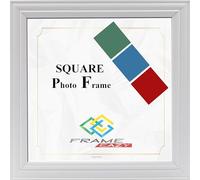 FRAME EAZY 14"x14" Square Photo Frame White - Antique Style Square Picture Poster Frames With Safe Perspex Front & Wall Mounting Hooks - Square Frame White, 14x14 Inch (35.6 x 35.6cm)