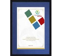 FRAME EAZY Black 24x20 Photo Frame with 20x16 Blue Mount to Hang Portrait or Landscape - Thin Picture Frame With Safe Perspex Front - 24" x 20" For Picture Size 20" x 16"