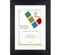 FRAME EAZY Black 60x50cm Photo Frame with 50x40cm White Mount - Antique Style Picture Frame With Safe Perspex Front - 60 x 50 cm For Picture Size 50 x 40 cm