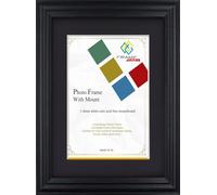 FRAME EAZY Black A5 Photo Frame with A6 Black Mount - Antique Style Picture Frame With Safe Perspex Front - Frame A5 (14.8 x 21cm) For Picture Size A6 (10.5 x 14.8 cm)