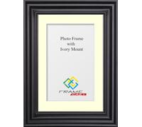 FRAME EAZY Black A5 Photo Frame with A6 Blue Mount to Hang Portrait or Landscape - Swept Picture Frame With Safe Perspex Front - A5 (14.8 x 21cm) For Picture Size A6 (10.5 x 14.8 cm)