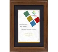 FRAME EAZY Dark Oak 14x11 Photo Frame with 11x9 Black Mount - Antique Style Picture Frame With Safe Perspex Front - Frame 14" x 11" For Picture Size 11" x 9"