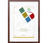 FRAME EAZY Dark Oak 14x11 Photo Frame with 12x8 White Mount to Hang Portrait or Landscape - Thin Picture Frame With Safe Perspex Front - 14" x 11" For Picture Size 12" x 8"