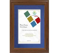 FRAME EAZY Dark Oak A1 Photo Frame with A2 Blue Mount - Antique Style Picture Frame With Safe Perspex Front - Frame A1 (84.1 x 59.4) For Picture Size A2 (59.4 x 42.0)