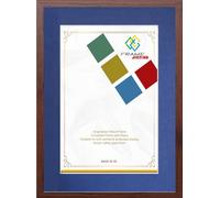FRAME EAZY Dark Oak A5 Photo Frame with A6 Blue Mount to Hang Portrait or Landscape - Thin Picture Frame With Safe Perspex Front - A5 (14.8 x 21cm) For Picture Size A6 (10.5 x 14.8 cm)