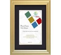 FRAME EAZY Gold 60x50cm Photo Frame with 50x40cm Black Mount - Antique Style Picture Frame With Safe Perspex Front - 60 x 50 cm For Picture Size 50 x 40 cm