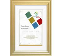 FRAME EAZY Gold 60x50cm Photo Frame with 50x40cm White Mount - Antique Style Picture Frame With Safe Perspex Front - 60 x 50 cm For Picture Size 50 x 40 cm