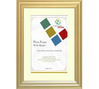 FRAME EAZY Gold A1 Photo Frame with A2 Ivory Mount - Antique Style Picture Frame With Safe Perspex Front - Frame A1 (84.1 x 59.4) For Picture Size A2 (59.4 x 42.0)