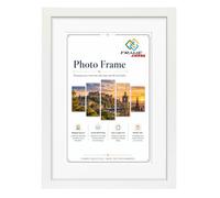 FRAME EAZY Modern A1 White Photo Picture Frame Wooden Poster Frames with White Mount to Hang Portrait or Landscape