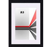 FRAME EAZY Modern A3 Black Wooden Picture Photo Frame with White Mount to Hang Portrait or Landscape