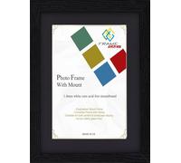 FRAME EAZY Modern Black Photo Picture Frame Poster Certificate Frames with Black Mount - 80x60 For 70x50cm Picture