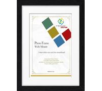 FRAME EAZY Modern Black Photo Picture Frame Poster Certificate Frames with White Mount - A1 For A2 Inch Picture