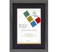 FRAME EAZY Modern Grey Photo Picture Frame Poster Certificate Frames with Black Mount - 20x16 For 16x12 Inch Picture