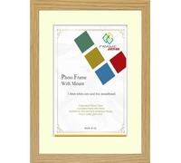 FRAME EAZY Modern Oak Photo Picture Frame Poster Certificate Frames with Ivory Mount - 70x50 For 60x40cm Picture